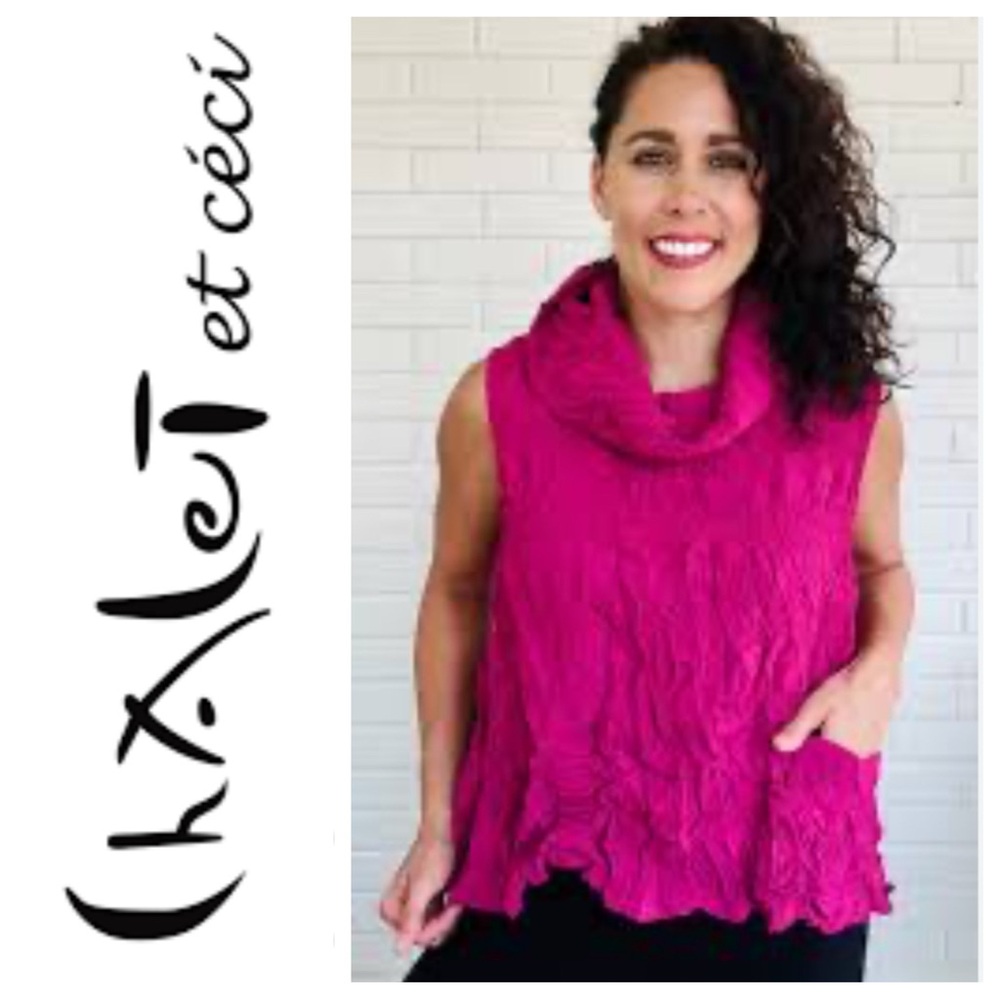 Chalet Vibrant Pink Textured Sleeveless Blouse Sz: 1X